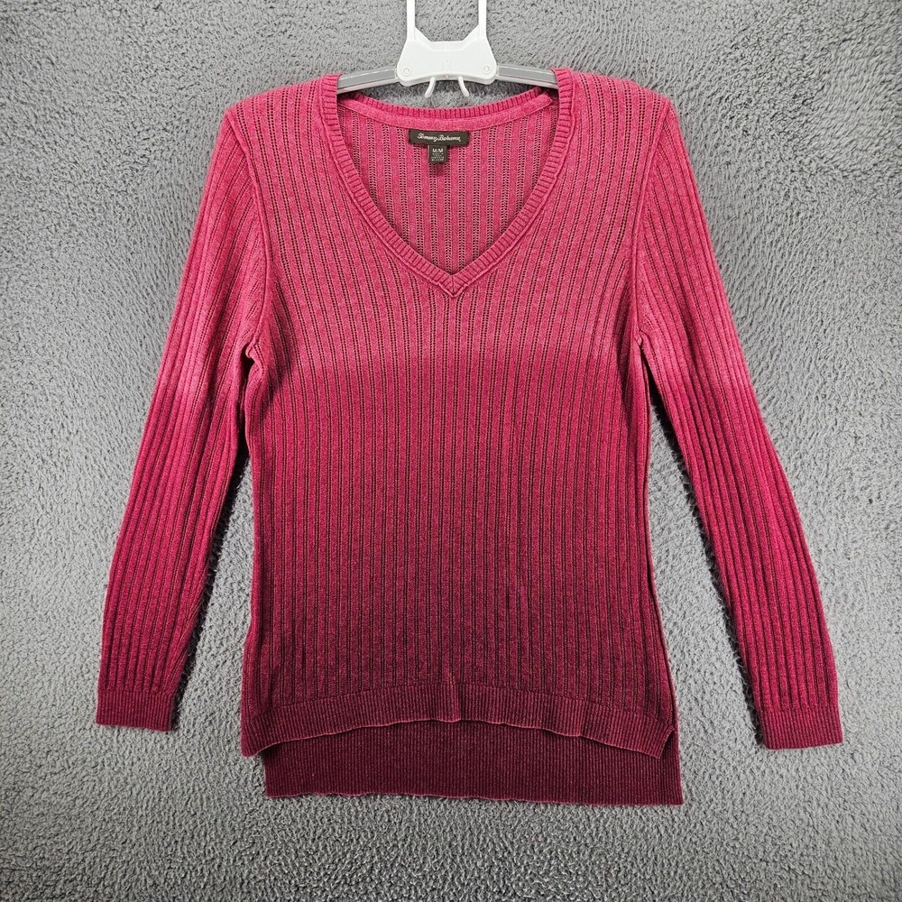 Tommy Bahama Women's Pink Ombre Shaded Sweater Merino Wool Blend - Sz M